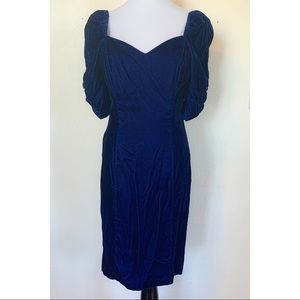 Vintage 80s Puffed Sleeve Formal Velvet Dress M